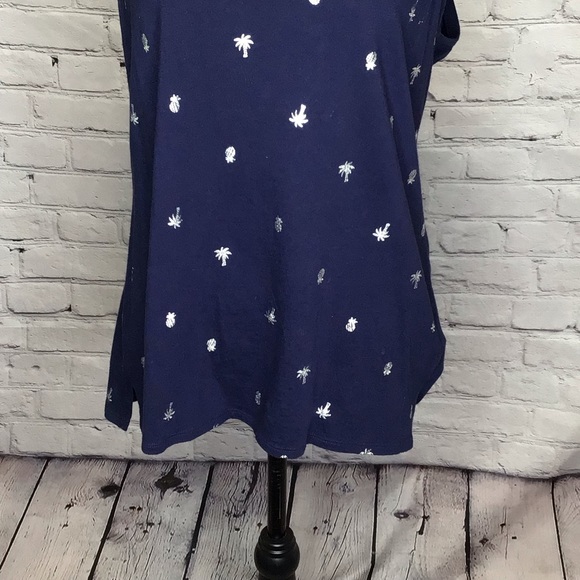 Old Navy Everywhere Blue Silver Palm Tree Pineapple Print Tank Top Large - Picture 4 of 14